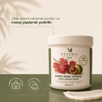 Kırmızı Asma Yaprağı & At Kestanesi Ekstreli Ayak ve Bacak Bakım Kremi – 250 ml