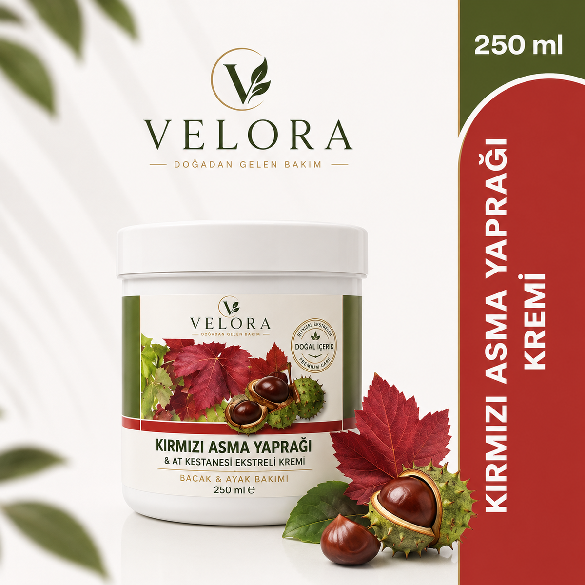 Kırmızı Asma Yaprağı & At Kestanesi Ekstreli Ayak ve Bacak Bakım Kremi – 250 ml